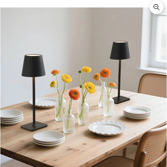Sleek Black Table Lamps Set of 2 Wireless Rechargeable Indoor/Outdoot Brand New - Picture 4 of 5